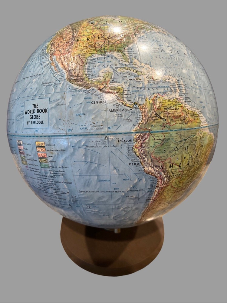 Vintage REPLOGLE 12" World Globe On Stand