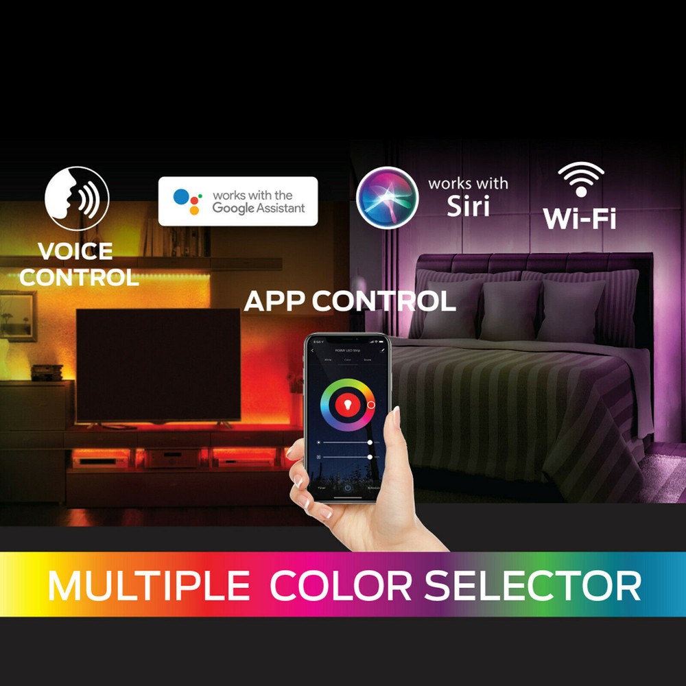 Monster Smart Google Assistant Multicolor LED Light Strip – 6.5 ft - NEW