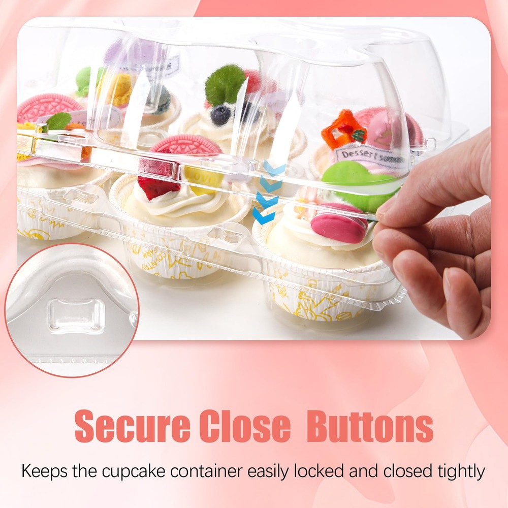 6 Count Cupcake Containers 45 Pack Holders Clear Plastic Stackable Boxes
