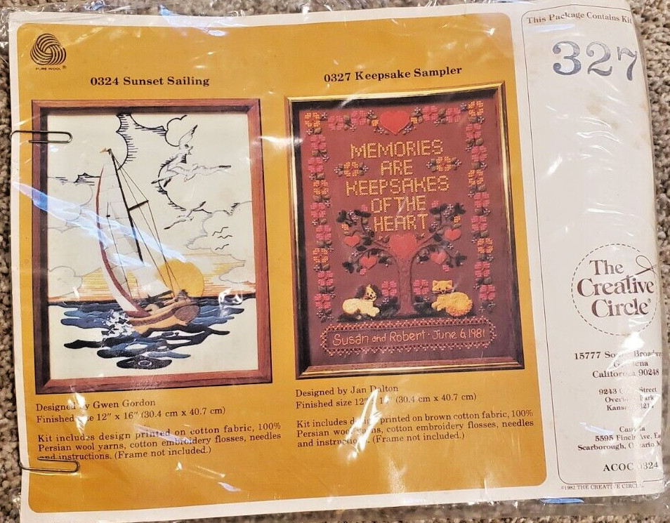 Vintage The Creative Circle 327 Keepsake Sampler Memories Kit