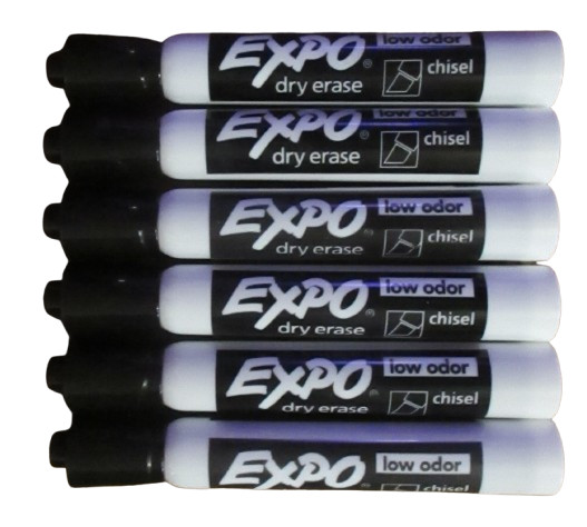 6 - Expo Dry Erase Chisel Tip Low Odor Markers - Green