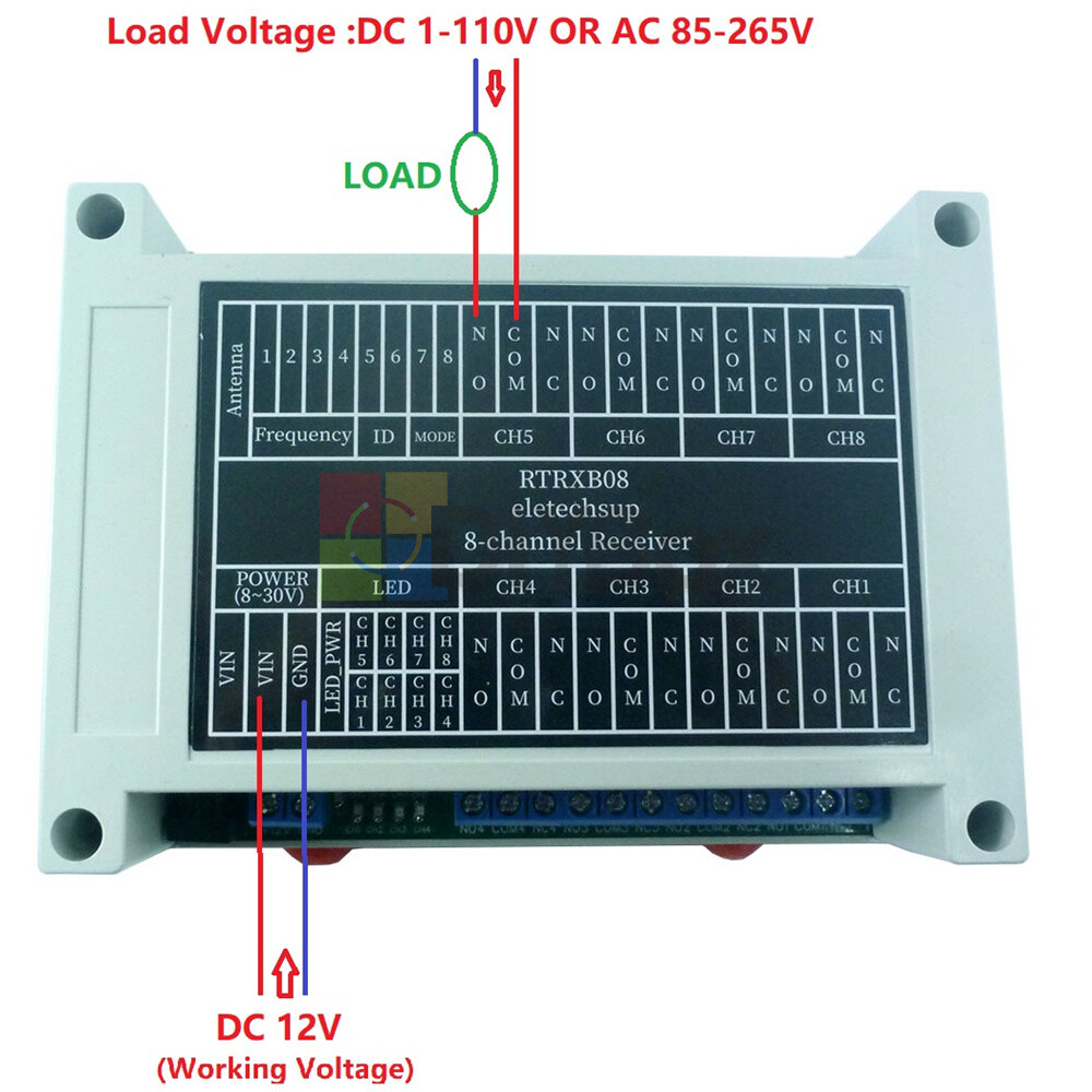 8CH 433M Lora Remote Controller Feedback Point-to-Point Wireless IO Swicth Relay