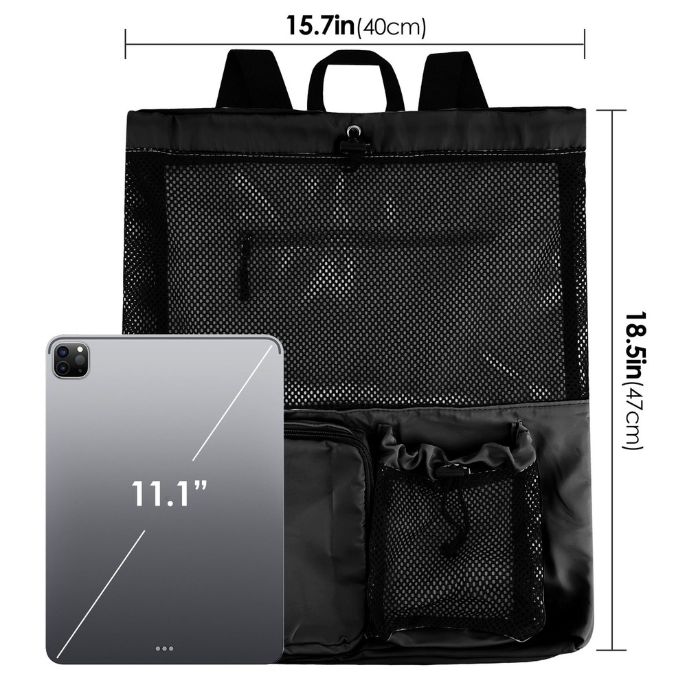 Large Mesh Swim Backpack Drawstring Waterproof Beach Bag Gym Workout Bag