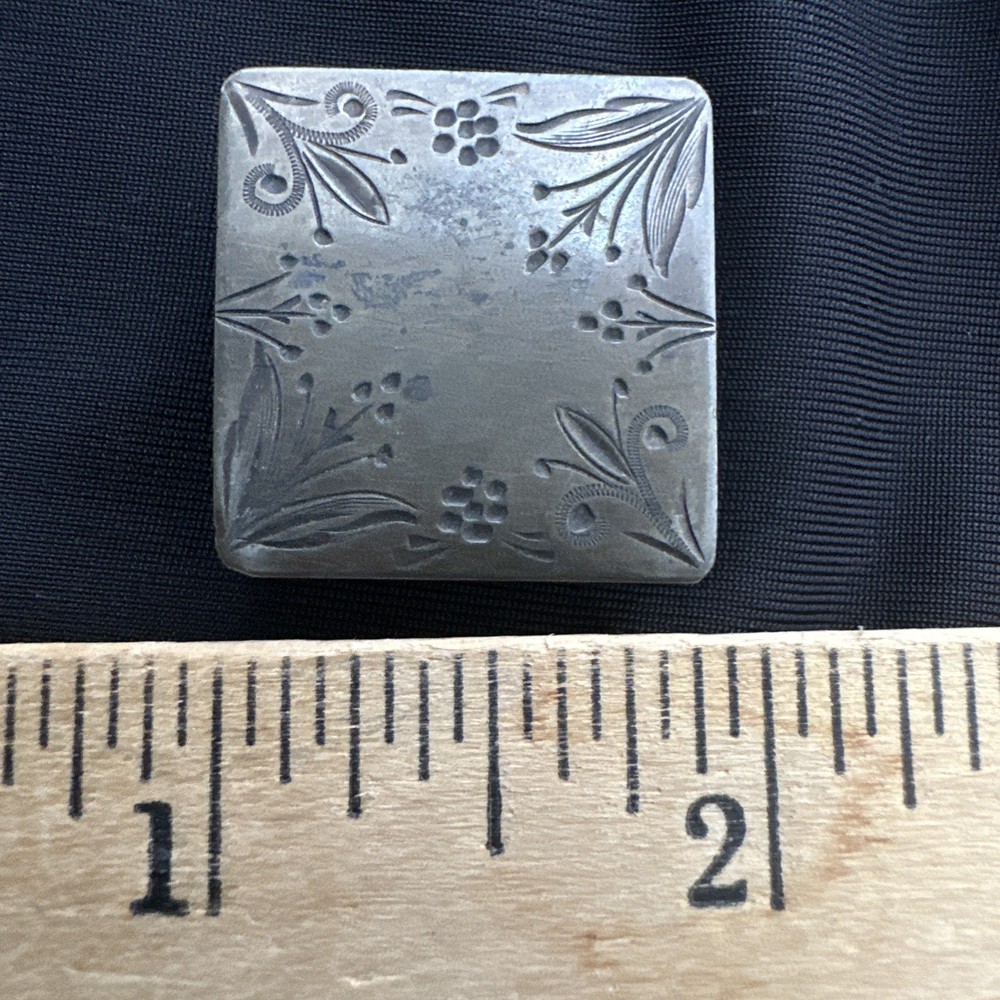 Tiny Antique Hand Made Etched Hinged Sterling Silver Snuff Box Pillbox 7/8"