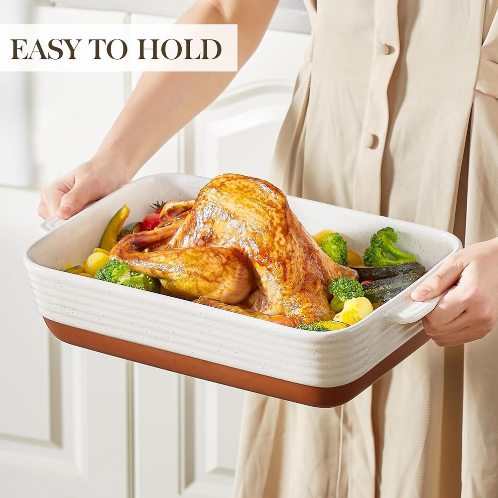 Rustic Charm 4.8 Qt Baking & Roasting Dish - 9x13 Ceramic with Elegant Finish