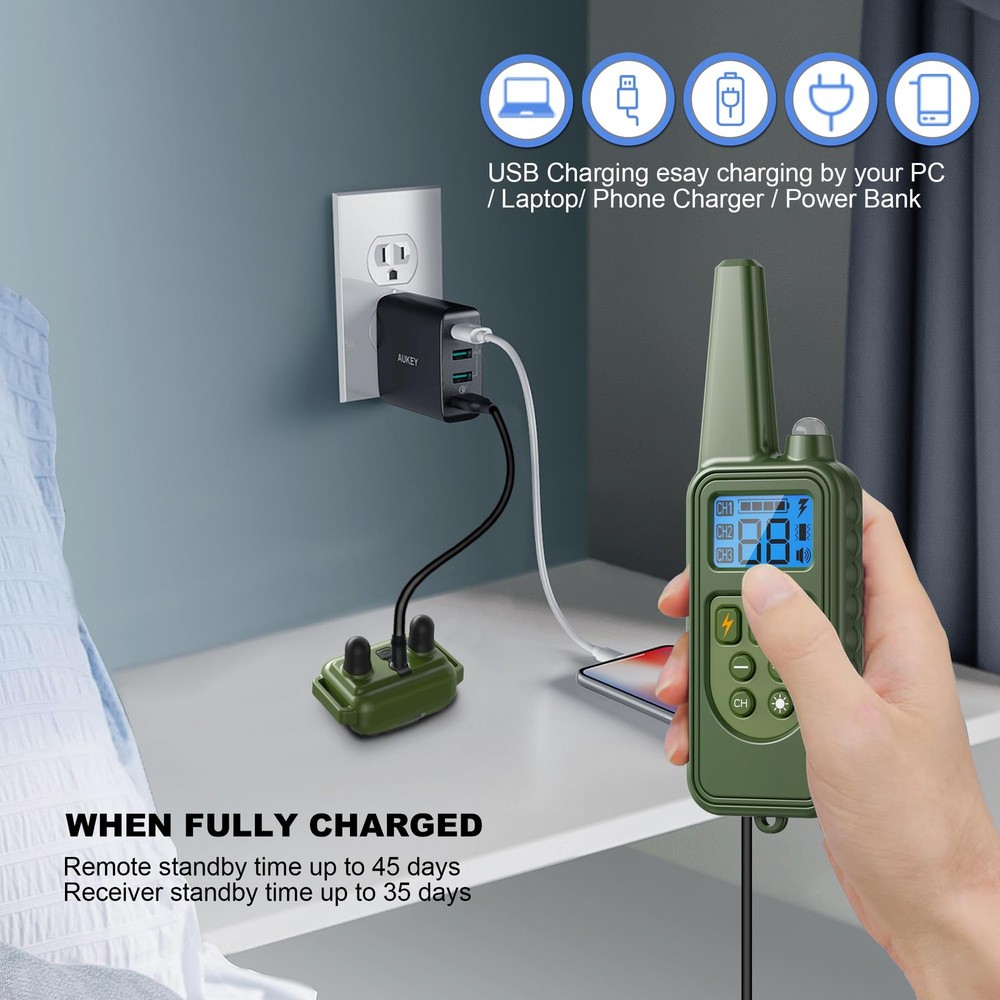 Dog Training Collar with Remote, 2600FT Range, 4 Training Modes Beep, Shake, ...