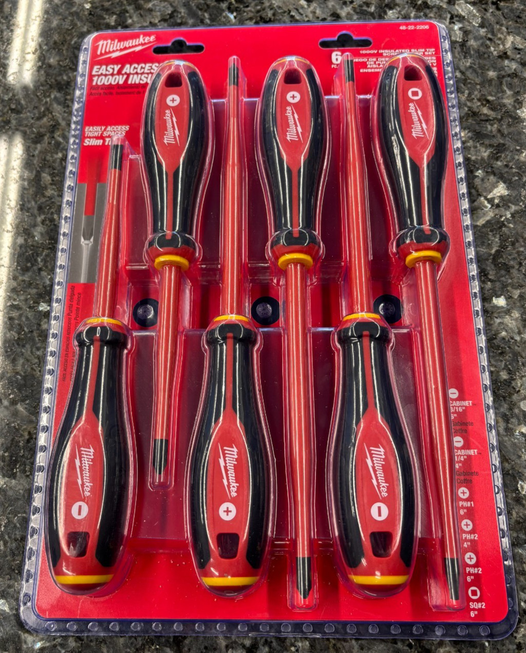BRAND NEW - Milwaukee (48-22-2206) 1000V Insulated Slim Tip Screwdriver Set