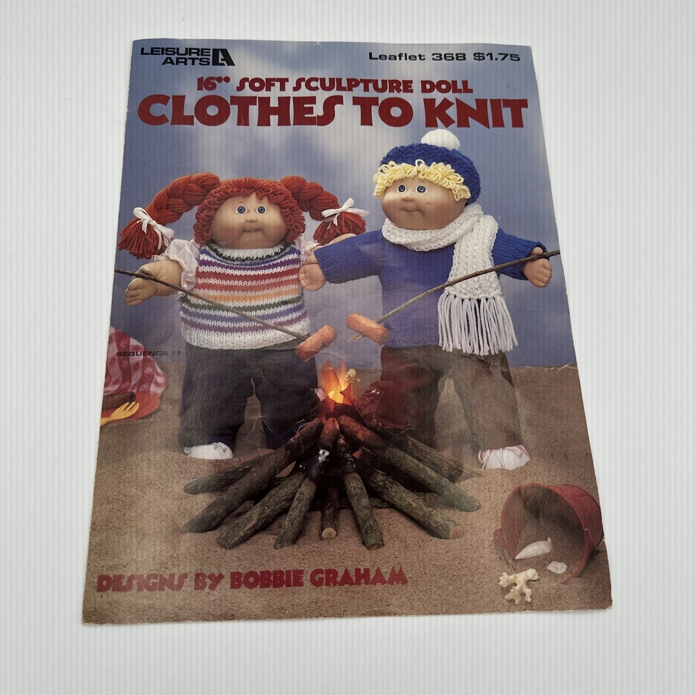 Leisure Arts 16" Soft Sculpture Doll Clothes to Knit Leaflet Pattern #368