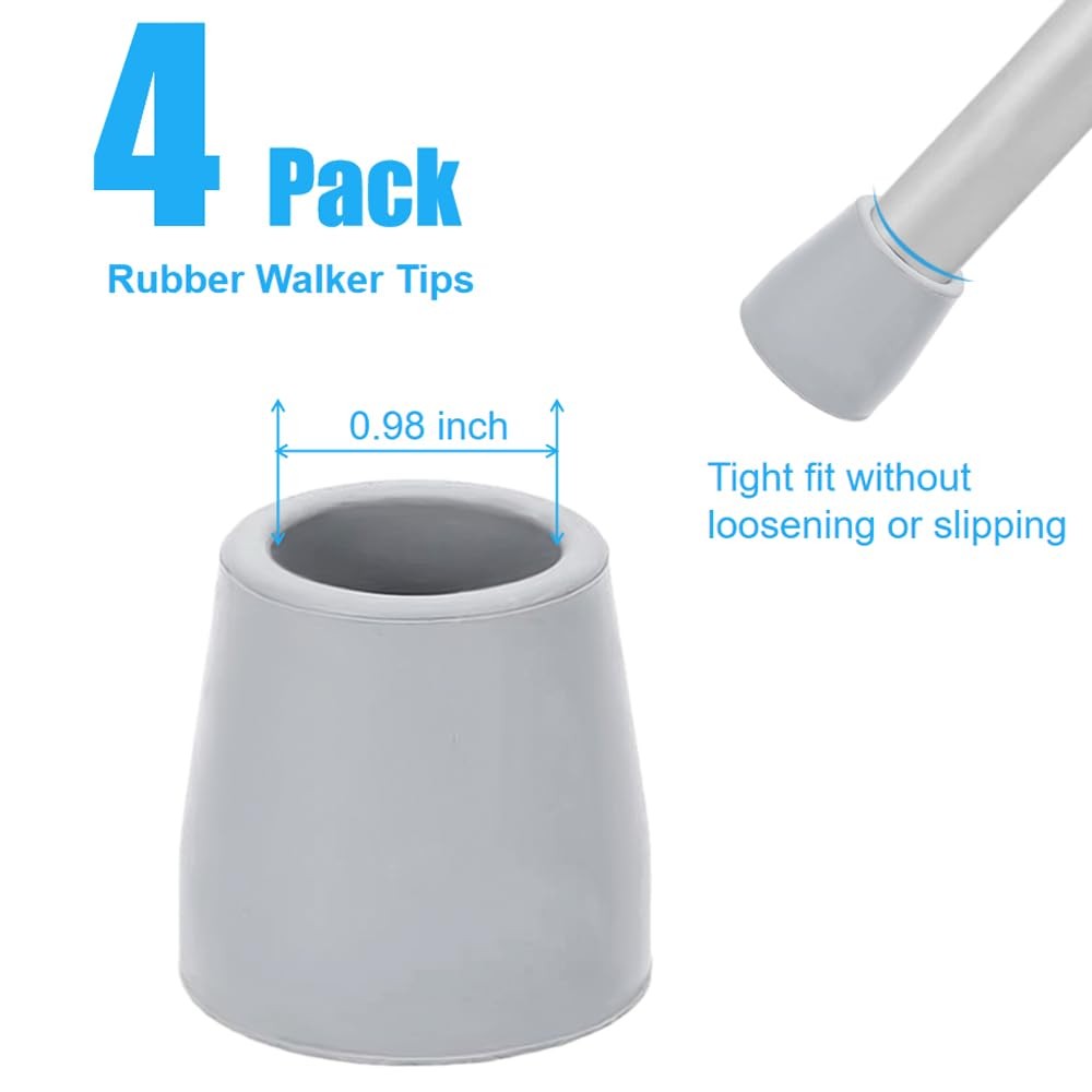 OBTANIM 4 Pack 1 Inch Replacement Rubber Cane Tips for 1 (4 Pack), Gray