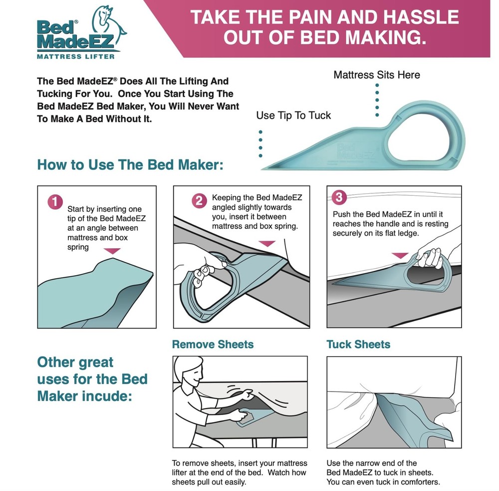 Bed MadeEZ Mattress Lifter & Maker Tool for 1 Pack, Teal – Single