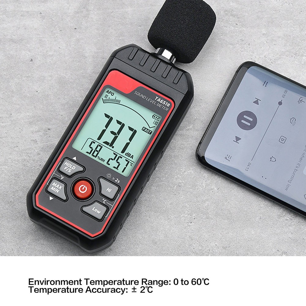 Sound Level Meter Sensitive Quick Response LCD Backlit Noise Tester Black