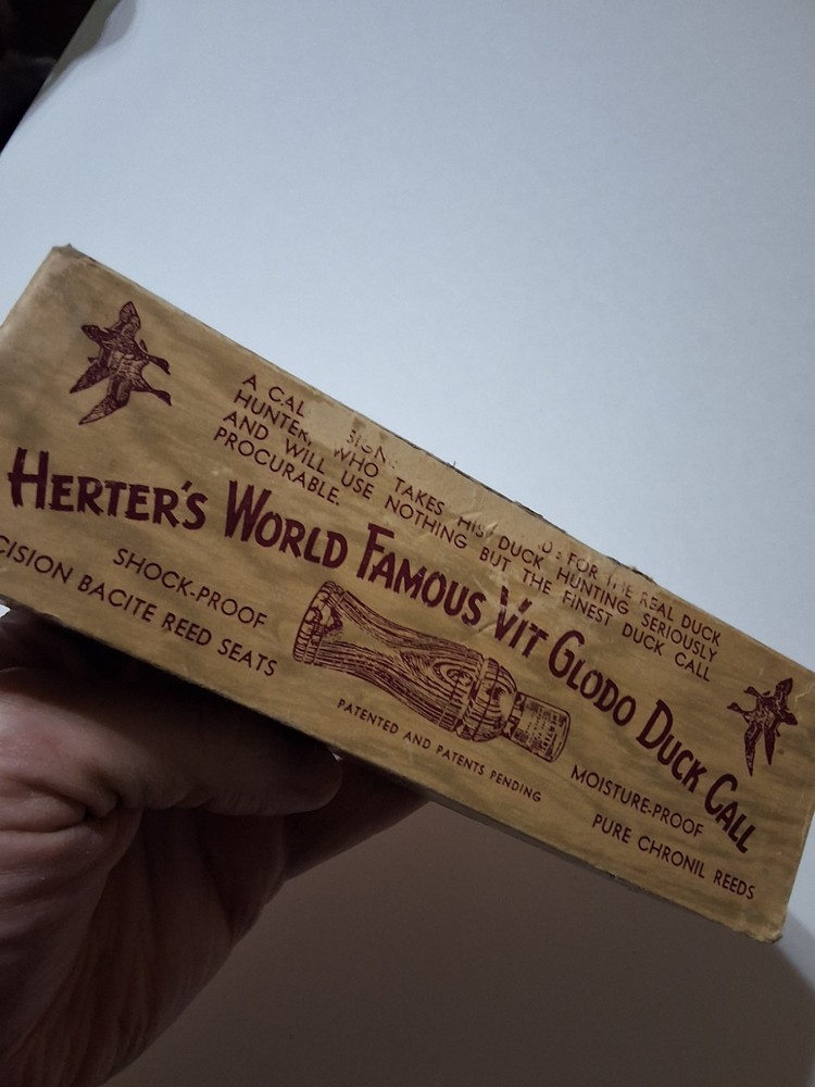 HERTERS NO. 272 VIT GLODO TYPE DUCK CALL w/ ORIGINAL BOX & INSTRUCTIONS WORKS