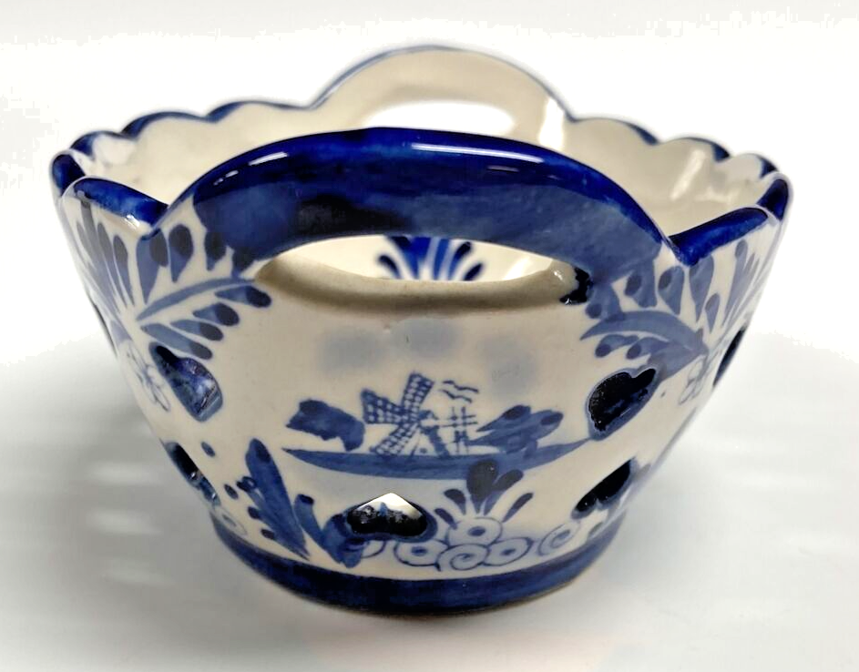 Hand Painted Heart Pierced Floral Windmill Dish