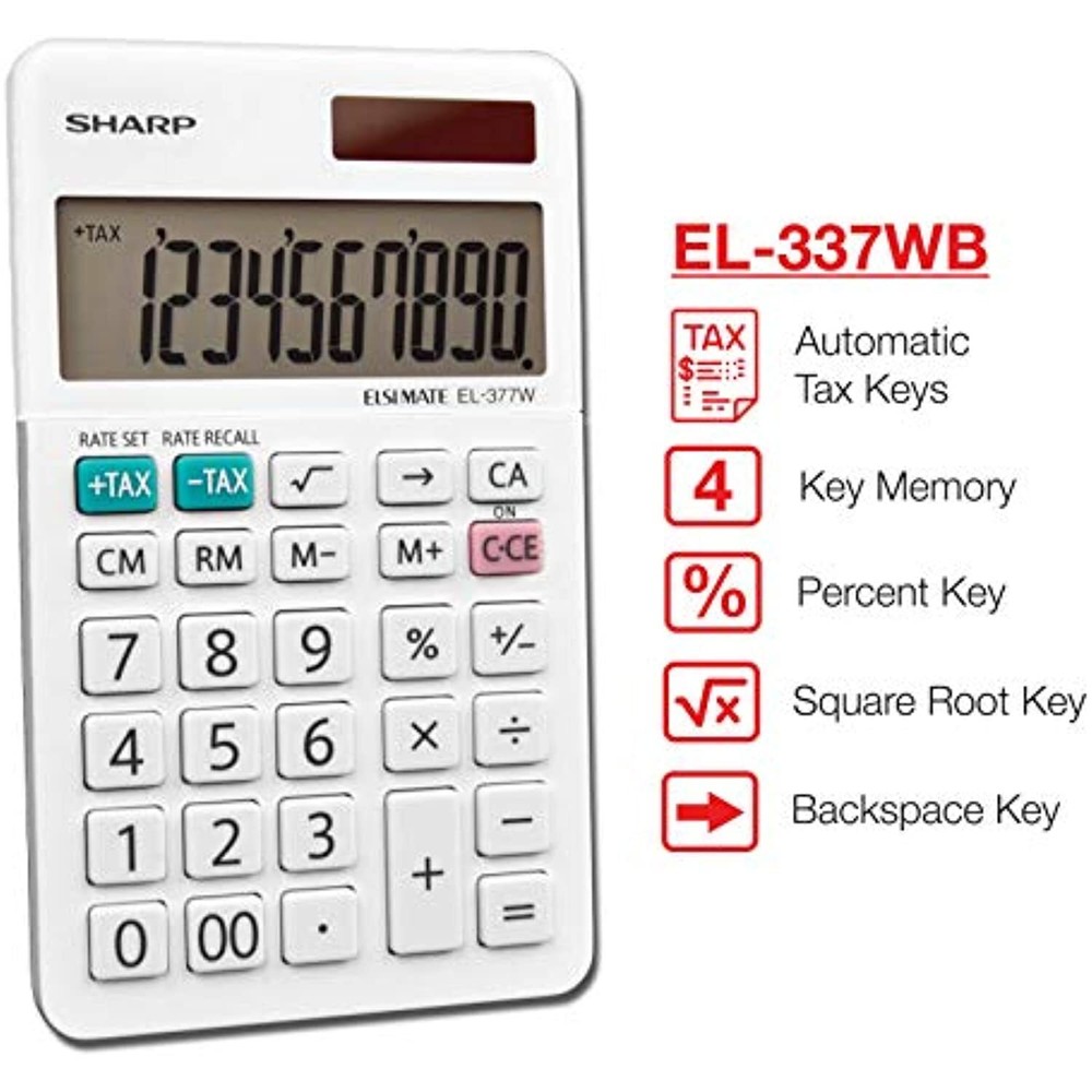 Sharp EL-377WB Business Calculator, White 2.75