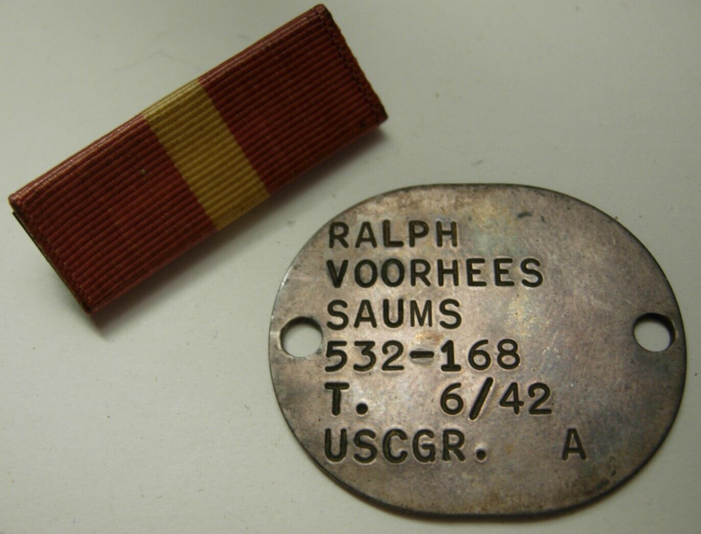 WW2 USCGR Sterling Fingerprint Dogtag - Coast Guard - Ralph Voorhees Saums XB