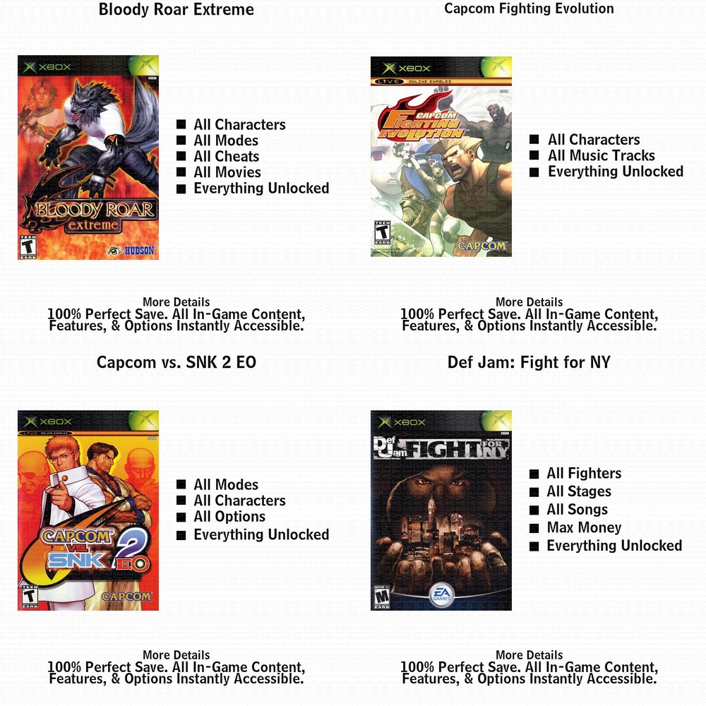 Capcom vs. SNK 2 EO 100% Complete All Xbox USB Saves