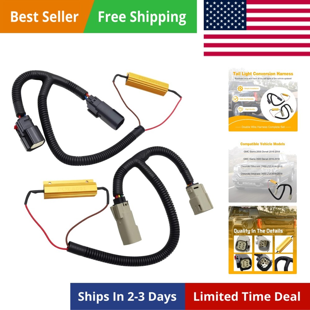 2 Pcs Tail Light Conversion Harness for LTZ 2016-2018 LED