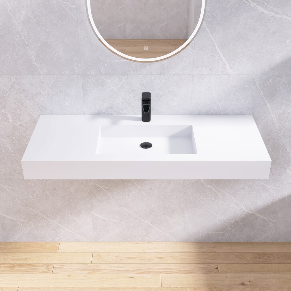 47'' Wall Mounted Bathroom Sink Solid Surface Bathroom Vessel Sink