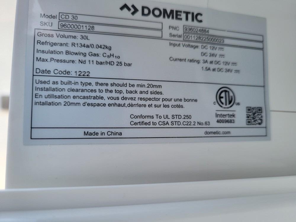 DOMETIC CD30-DCTB1 COOLMATIC DRAWER FRIDGE W/ COMPRESSOR - WHITE.