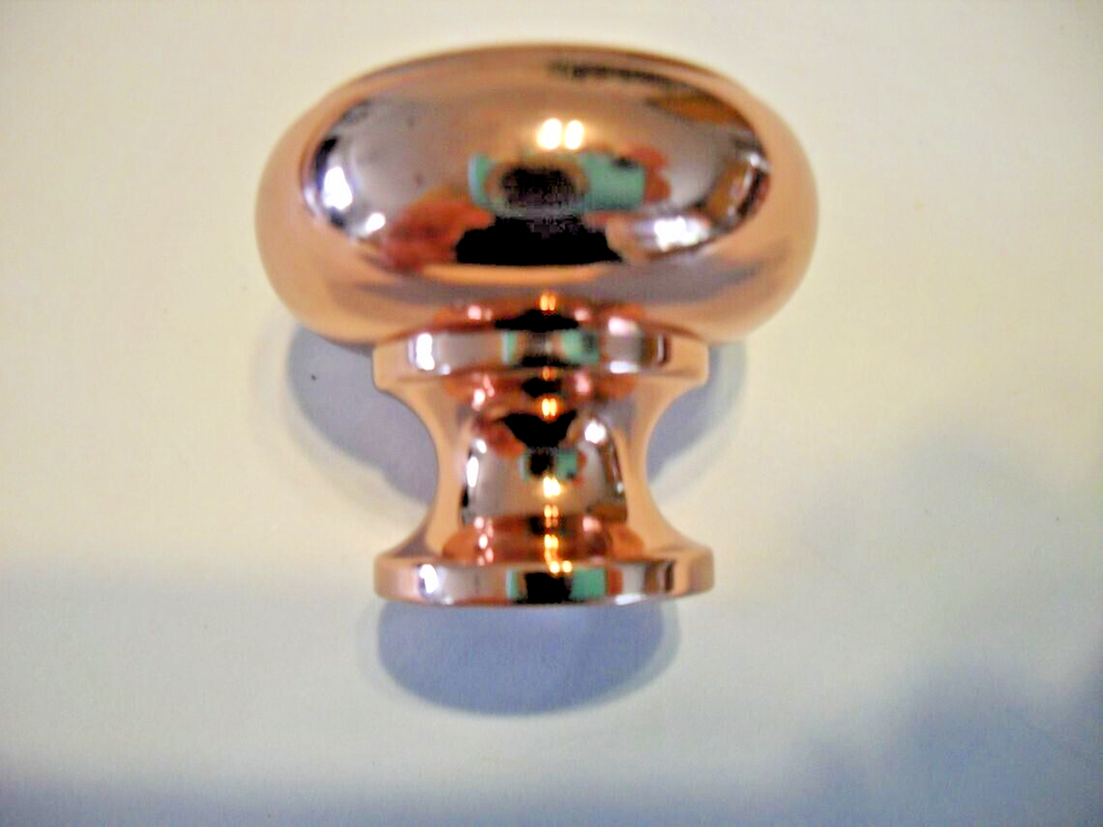 New Polished Heavy Copper Drawer Knobs Ridged Face Cabinet Door Pulls
