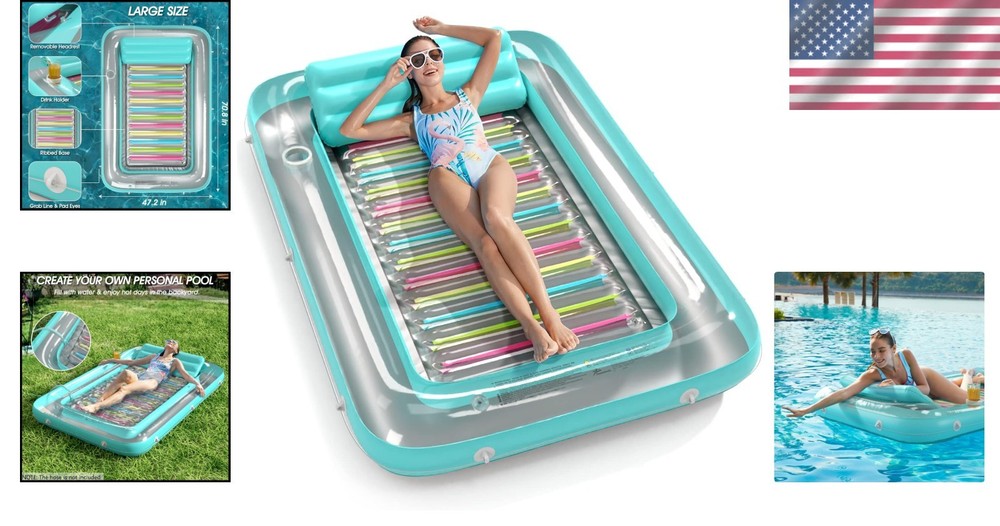 Relaxing 4-in-1 Pool Float with Removable Pillow & Reflective Base - Large Size