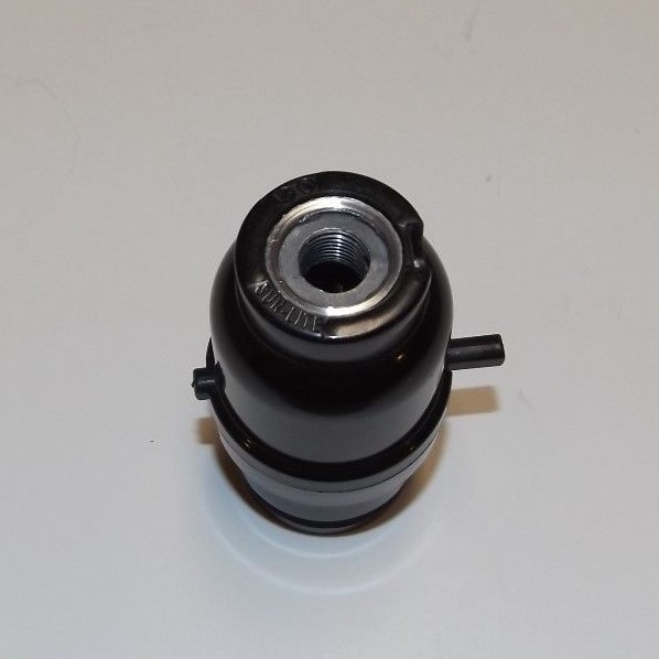 BLACK BAKELITE PUSH THRU LAMP SOCKET WITH UNO THREADS E26 LAMP PART NEW 30543J