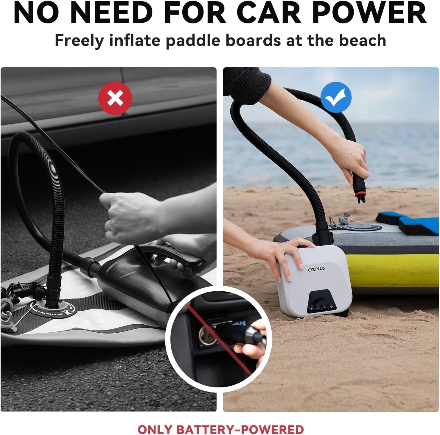 CYCPLUS 20PSI Rechargeable Electric SUP Pump | Inflator for Paddle Board, kayak