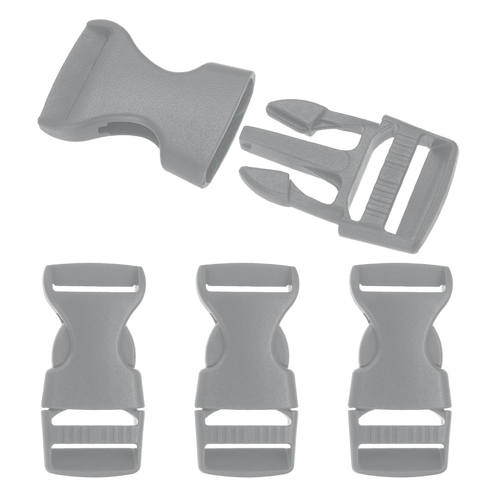 4 Pack Quick Side Release Buckle, 0.8" Plastic Buckle Clip, Silver Gray
