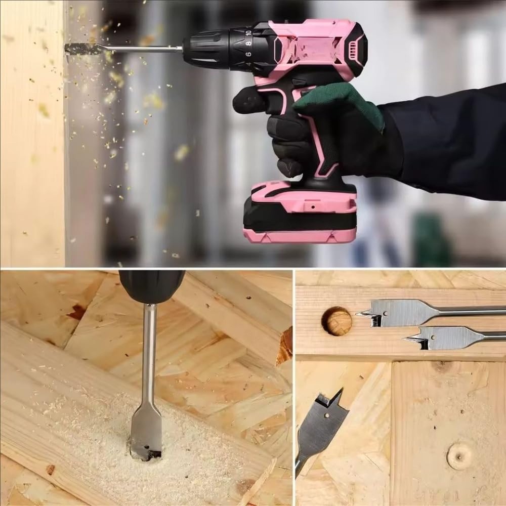 6PCS Spade Drill Bit Set Paddle Flat Bits, 3/8"-1",Hex Shank Quick Change Woo...