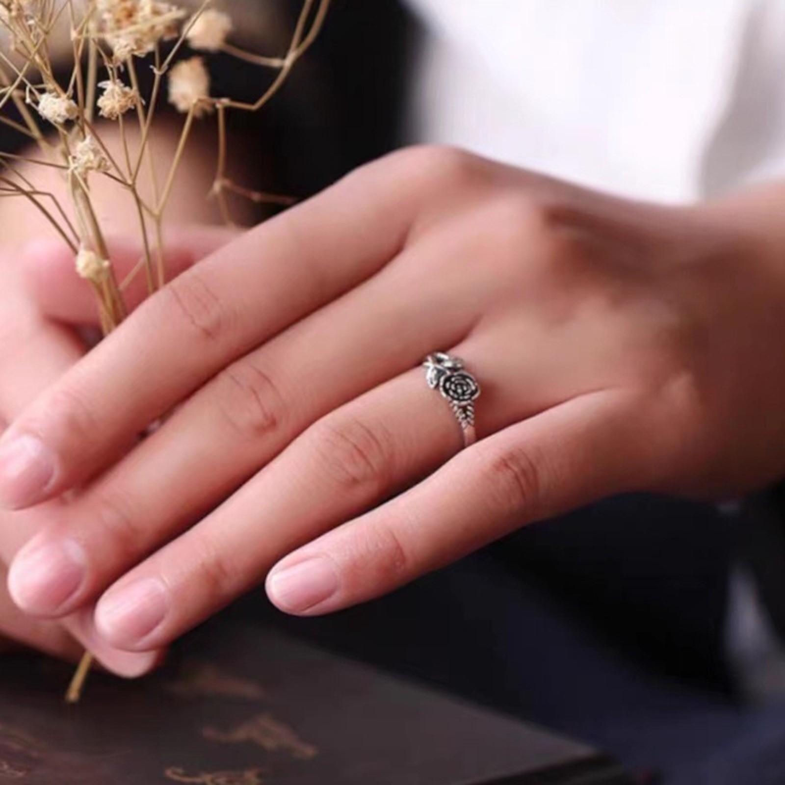 Fashion Rose Flower 925 Silver Jewelry Wedding Ring Women Ring Size 5-11. A86