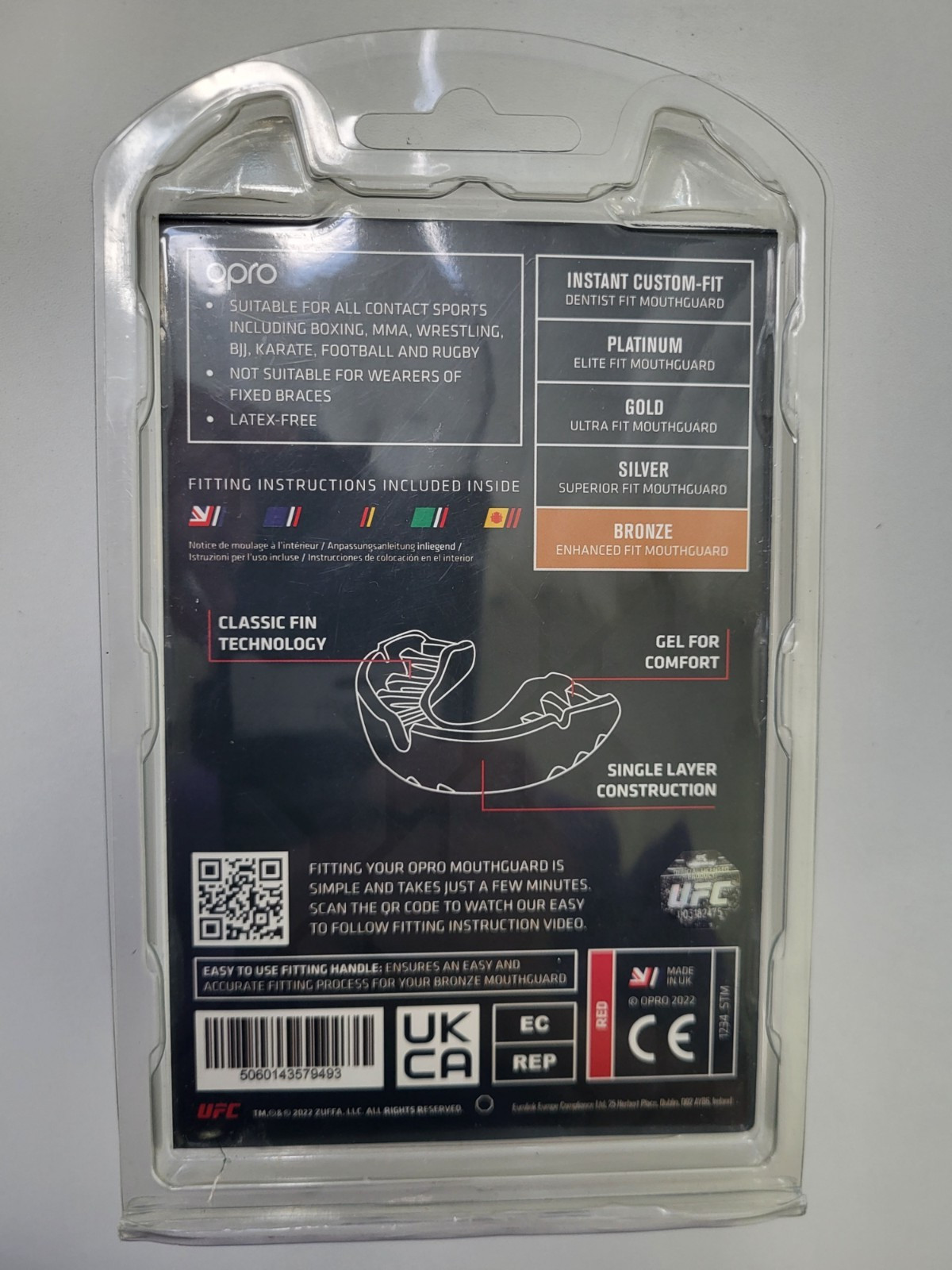 UFC Opro Mouth Guard Bronze level adult 10+ RED Brand NEW