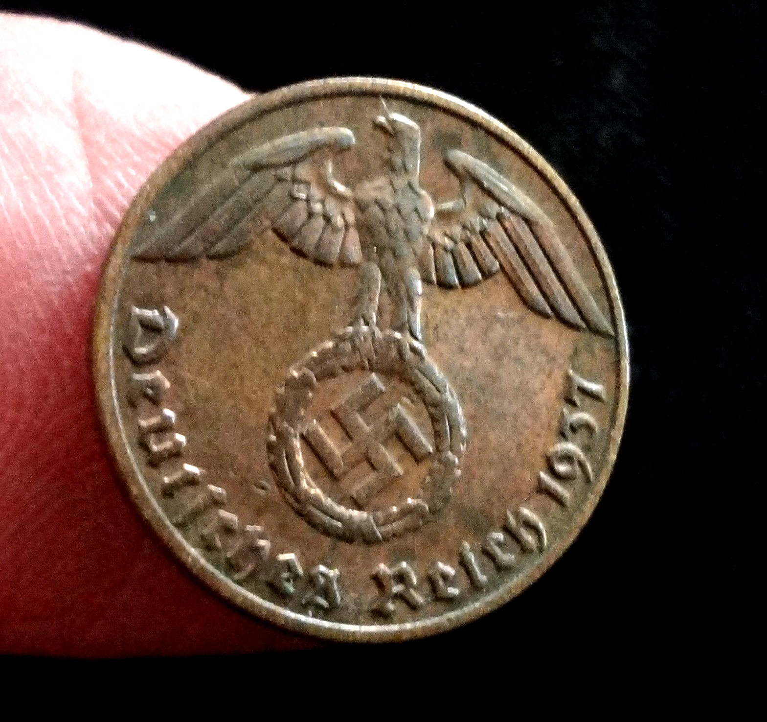 WWII German Third Reich Nazi Coin 1937-A 1 Reichspfennig
