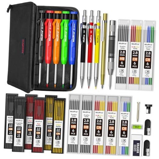 31 Pack Carpenter Pencil Set with Sharpener, Mechanical Carpenter 31 PACK