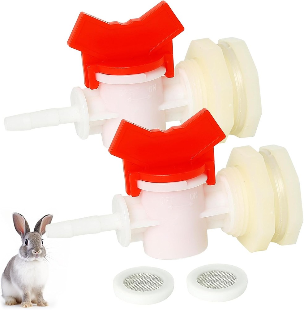 2pcs Rabbit Watering System Bucket Connector Kit-Includes Bulkhead Fitting, Barb