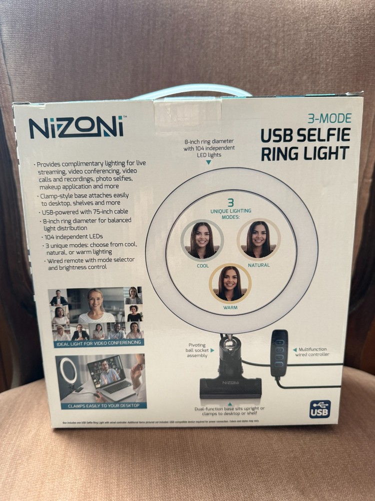 Nizoni 3-mode USB Multi-function Selfie Ring Light NEW. Product Features: 8” rin