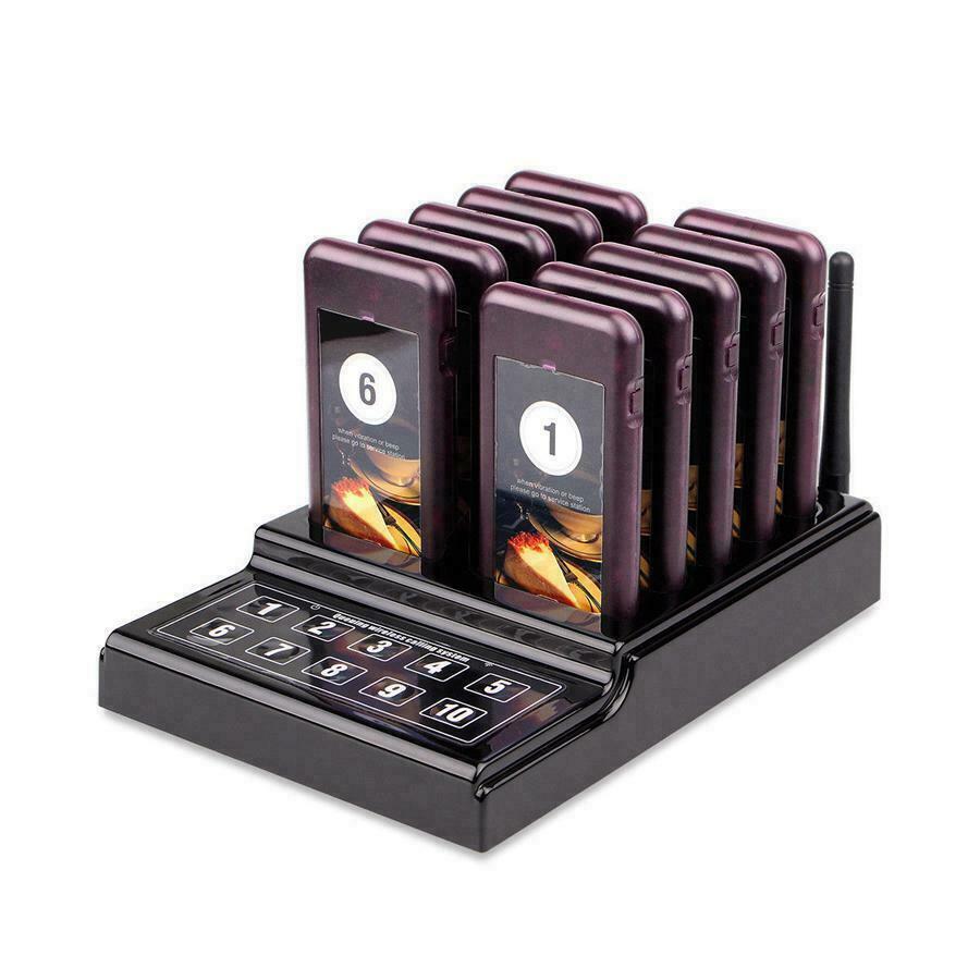 Restaurant Coaster Pager Guest Wireless Paging Queuing Calling System +10 Pagers