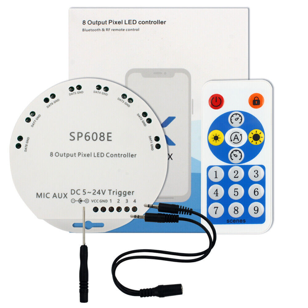 SP608E Bluetooth Controller Remote 8 Output for WS2811 WS2812B WS2813 WS2815