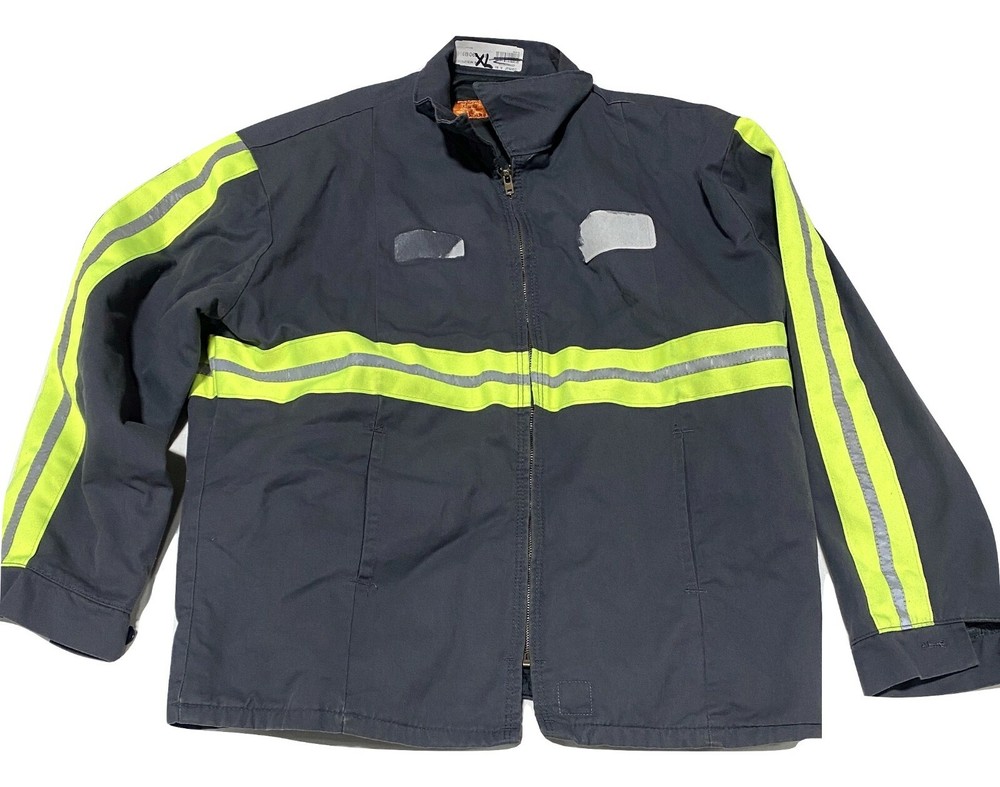 Reflective Insulated Panel Jacket Red Kap Hi Vis HV Visibility Used Work Coat