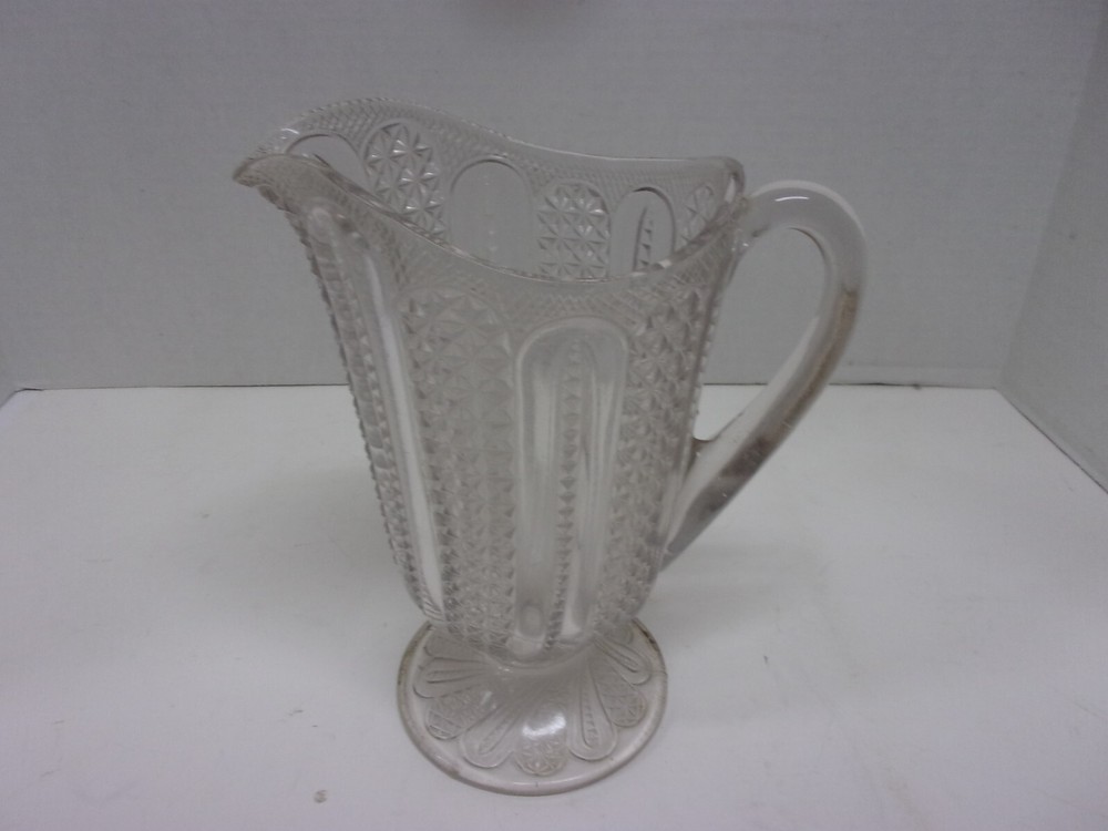 Vintage McKee Brothers Doric Pitcher EAPG Feather Pattern No Chips Or Cracks