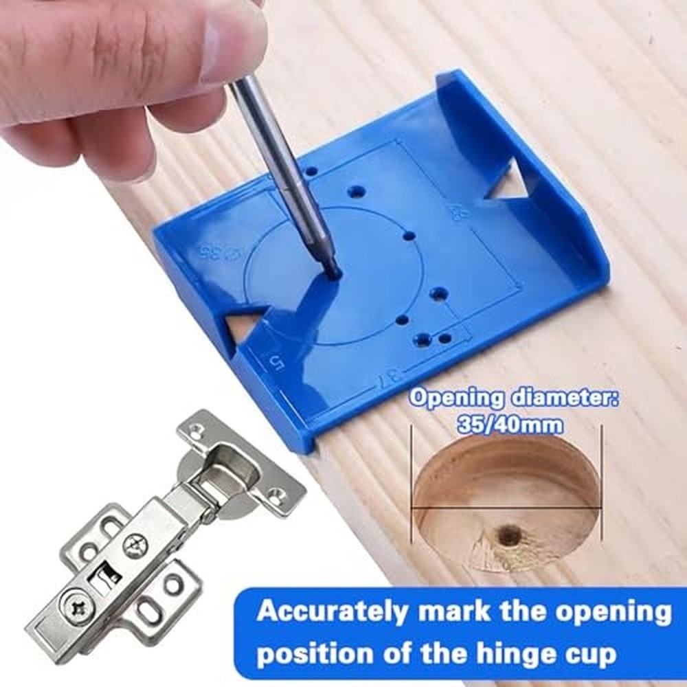 ABS Plastic Cabinet Door Hinge Hole Drill Guide 2PC Template Jig 3540mm