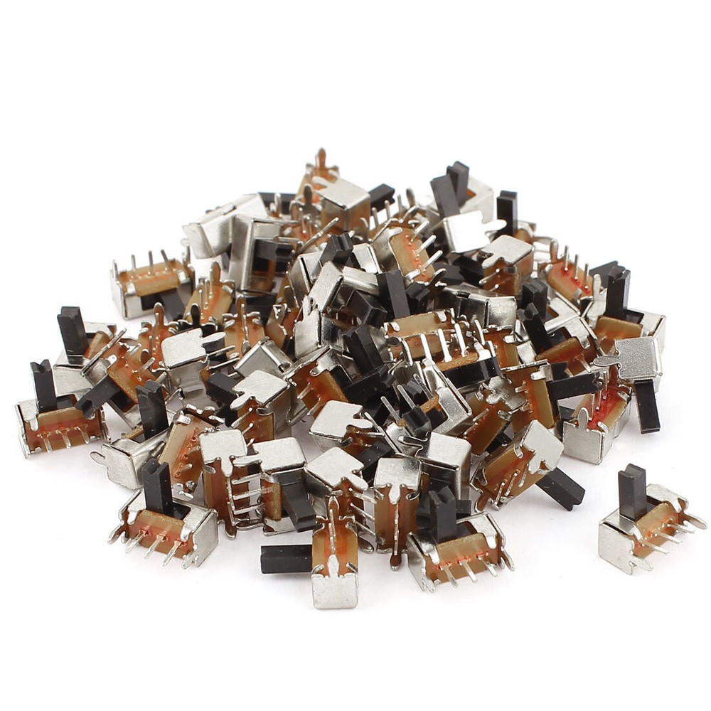 60 Pcs 2 Position 3Pins SPDT Right Angle Panel Mount Slide Switch DC 50V 0.8A