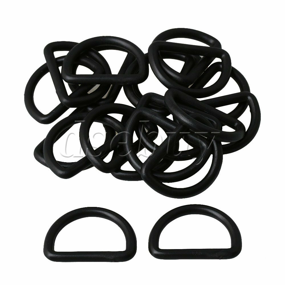 60x D Ring Adjustable Black Plastic Buckle for Bag Webbing 25mm Inner Diameter
