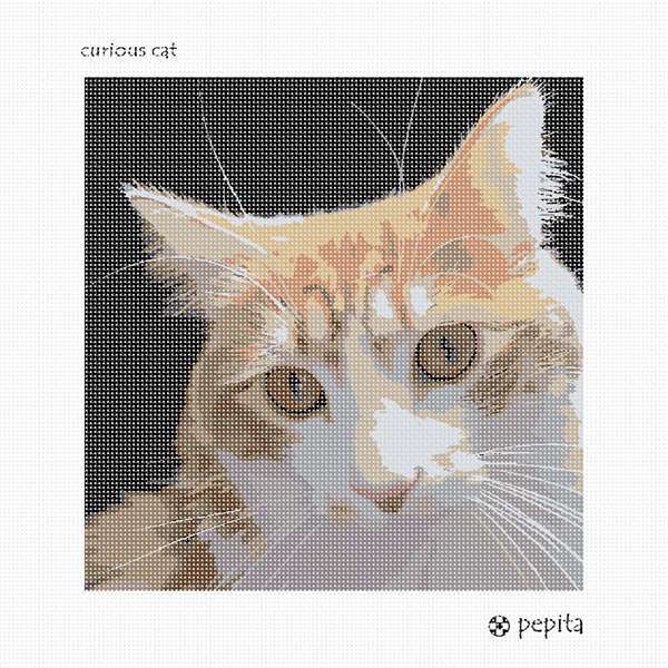 Curious Cat Needlepoint Kit or Canvas