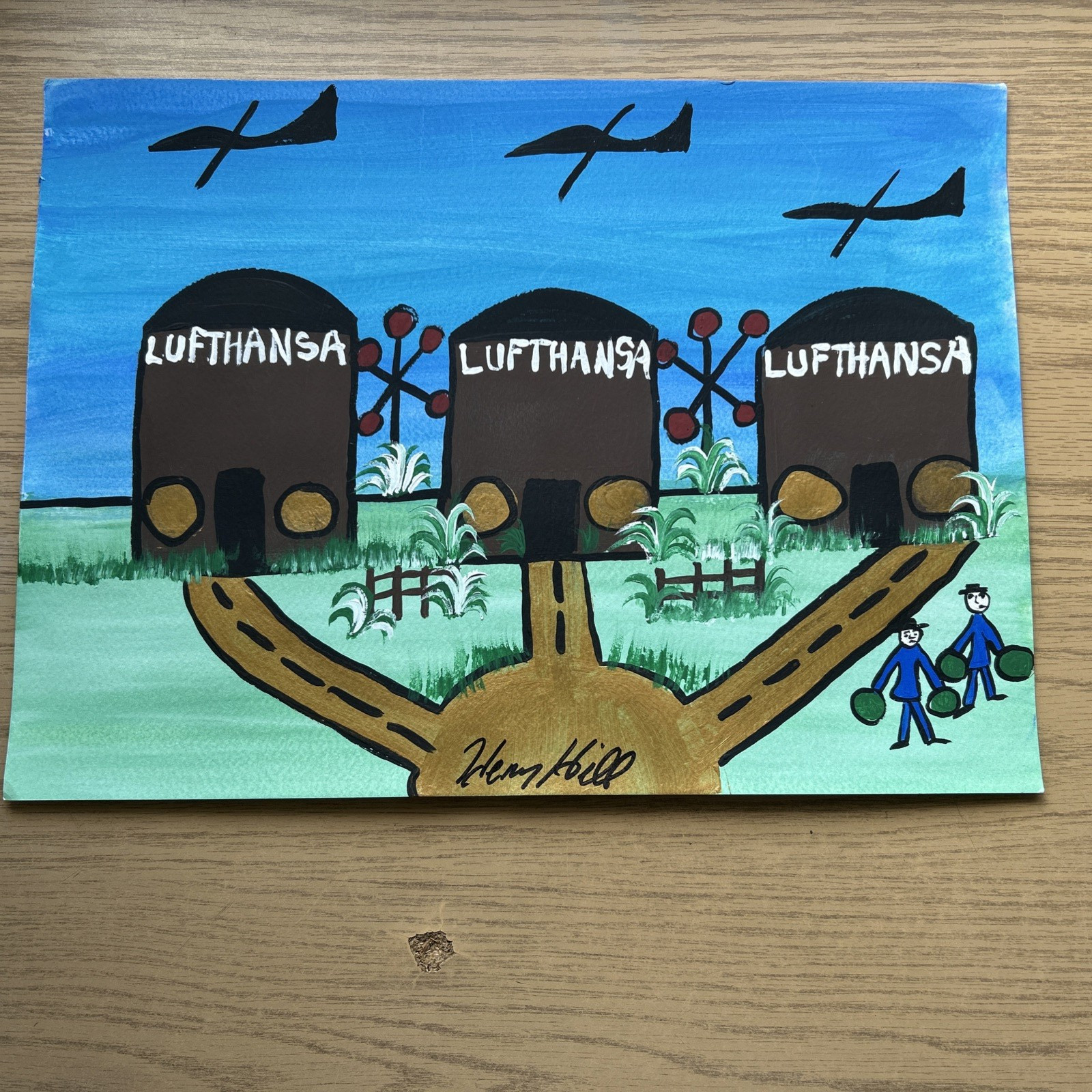 HENRY HILL GOODFELLA ORIGINAL 11 X 15  LUFTHANSA HEIST PAINTING, MOB ART