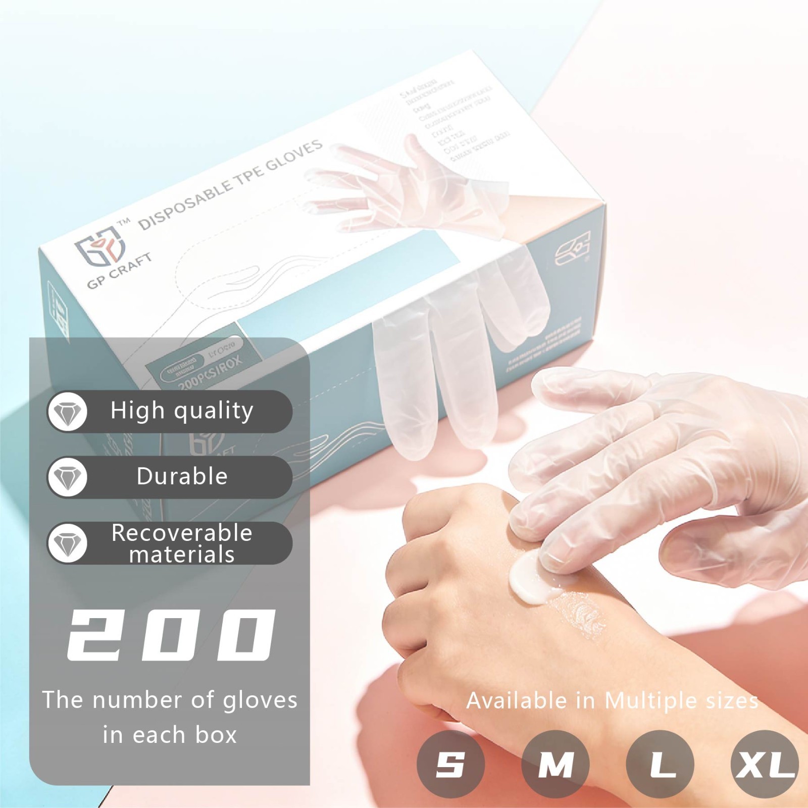 M / L Size Clear TPE Food Service Disposable Gloves Powder Free 200 400pcs