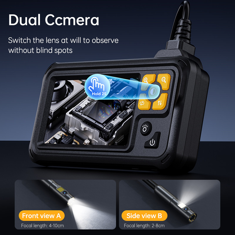 Endoscope Camera with Light – Dual Lens Borescope, 4.3" Display 32.81FT Cable