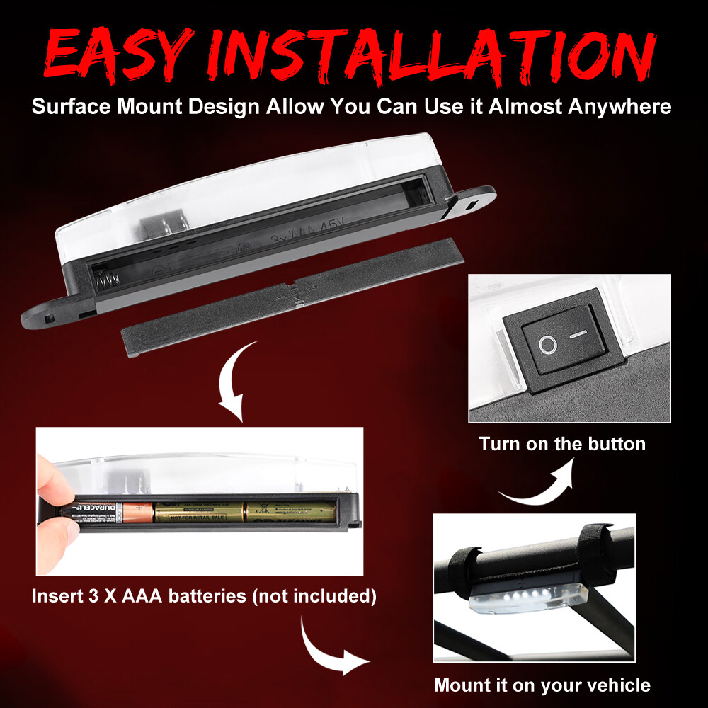 Interior Roll Cage Mount LED Dome Reading Work light Magnetic base Universal UTV