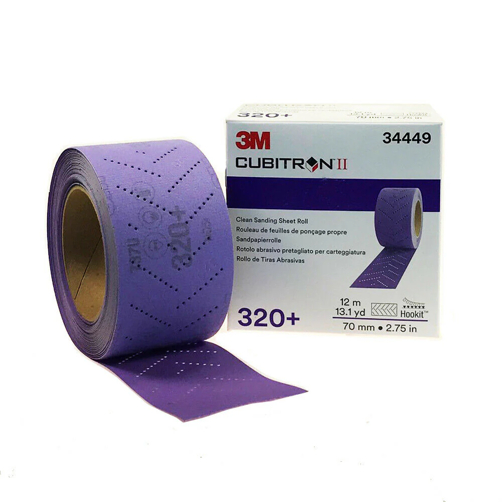 3M (34449) Cubitron II Hookit Hook & Loop Clean Sandpaper Sheet Roll, 320 Grit