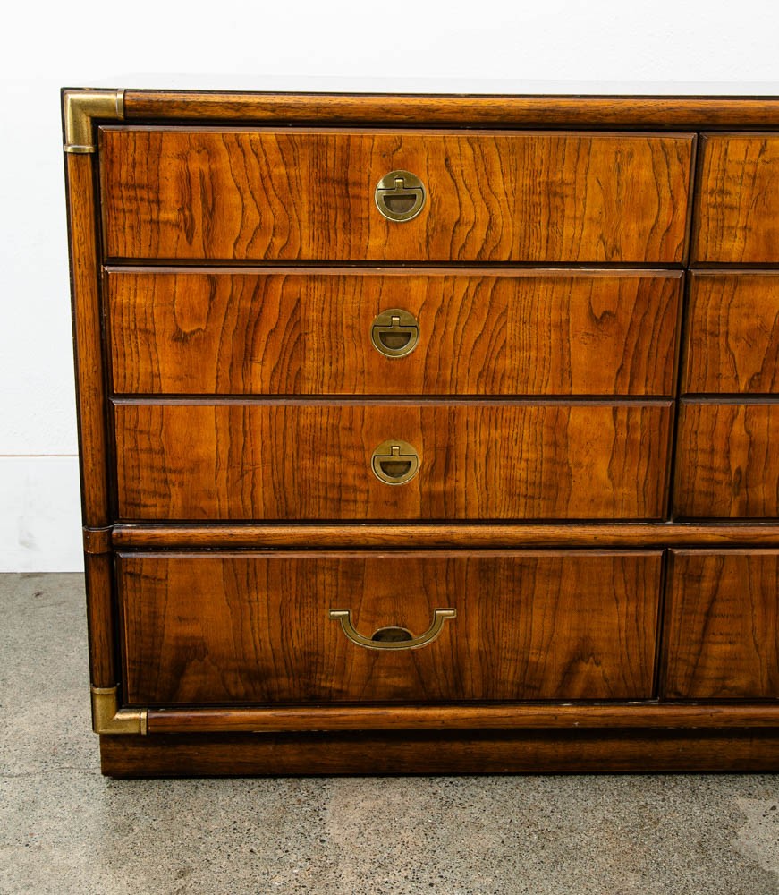 Mid Century Modern Credenza Dresser Drexel 6 Drawer Brass Handles Accolade Mcm