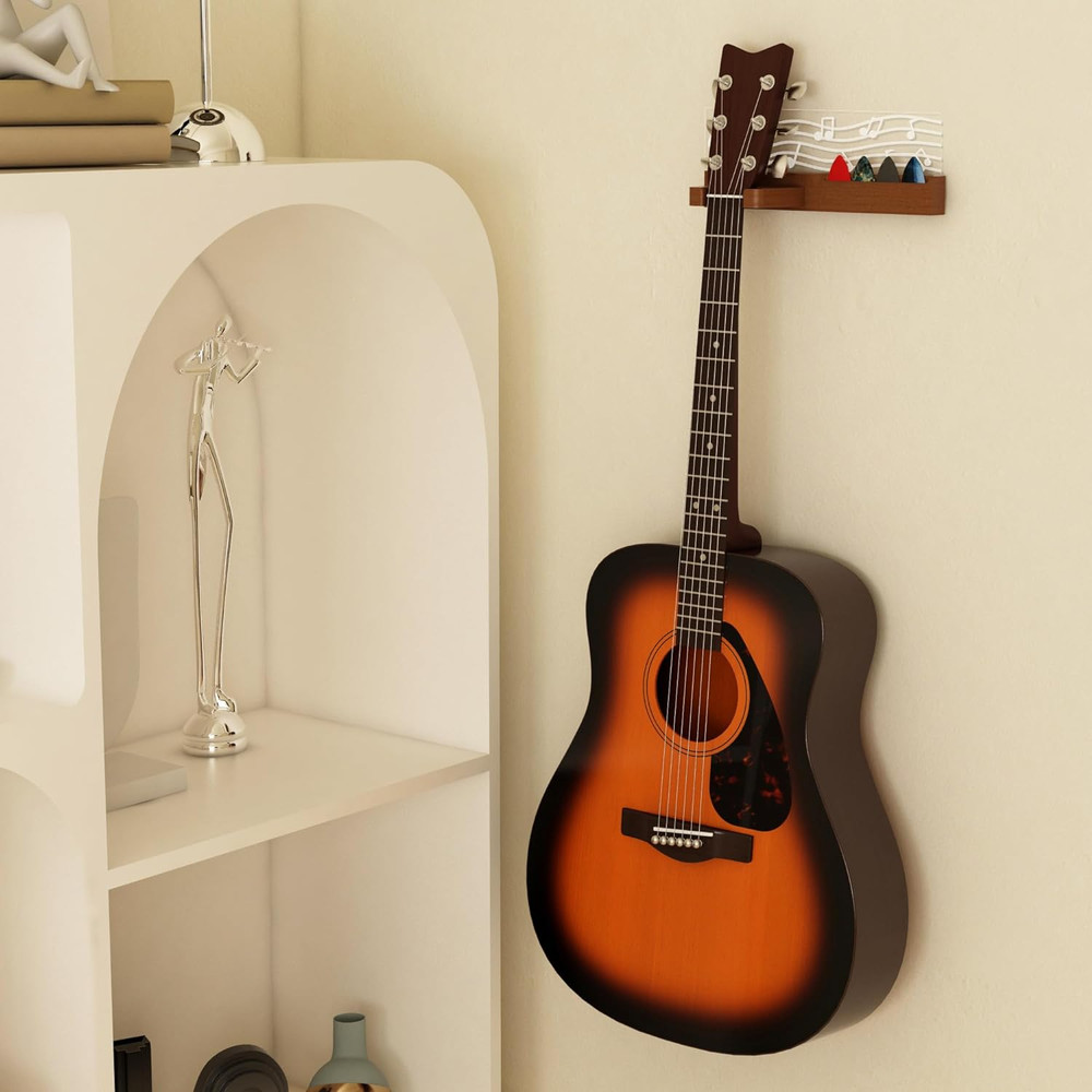 Guitar Wall Mount Stand with LED Lights - Solid Wood & Acrylic USB-Powered